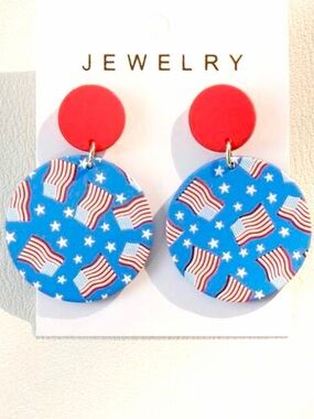 American Flag Acrylic Dangle Earrings